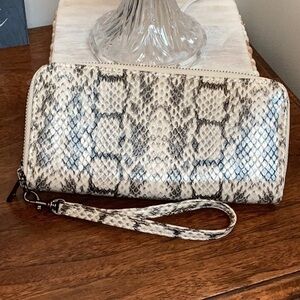 A New Day snakeskin double zip wallet with removable wristlet strap